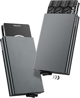 Credit Card Holder RFID Slim Card Wallet Pop up Card Case Aluminium for Men or Women up to Hold 10 Cards (Space Grey)