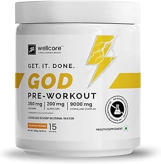 Wellcore - God Mode Pre Workout Supplement (285g Powder, 15 Servings) | Valencia Orange | Only For Serious Lifters | Pre Workout For Men And Women With Caffeine & Creatine