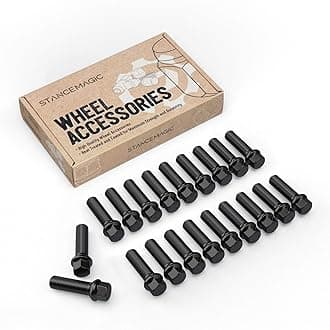 20pcs Extended Black Lug Bolts 14x1.5 (40mm Shank Length - Not OEM Length, Ball Radius Seat) Compatible with Audi TT A3 A4 S4 A5 S5 A6 S6 A7 A8 B5 B6 B7 B8 Volkswagen Jetta Golf GTI Passat CC Beetle