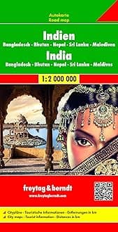 India - Bangladesh - Bhutan - Nepal - Sri Lanka - Maldives Road Map 1:2 000 000