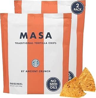 MASA Chips Corn Tortilla Chips Cooked in Beef Tallow – Seed Oil Free Snack, 2pk×5 oz each– Handmade with Only Naturally Grown Corn & Sea Salt, Gluten Free