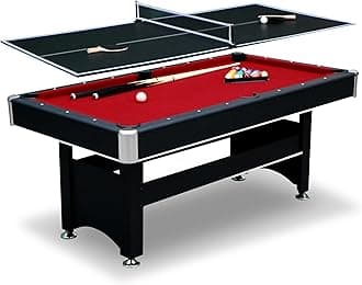 Hathaway Spartan 6 Ft Pool Table, with Ping Pong Multi Game Combo Tables for Family Recreation Game Rooms - Includes Billiard Balls, Cues, Paddles, Brush & More