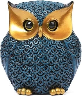 Artpaul Owl Figurines Home Decor Accents Small Décor Items for Shelf Decorations for Living Room Office, Gifts for Owl Lover (Blue)