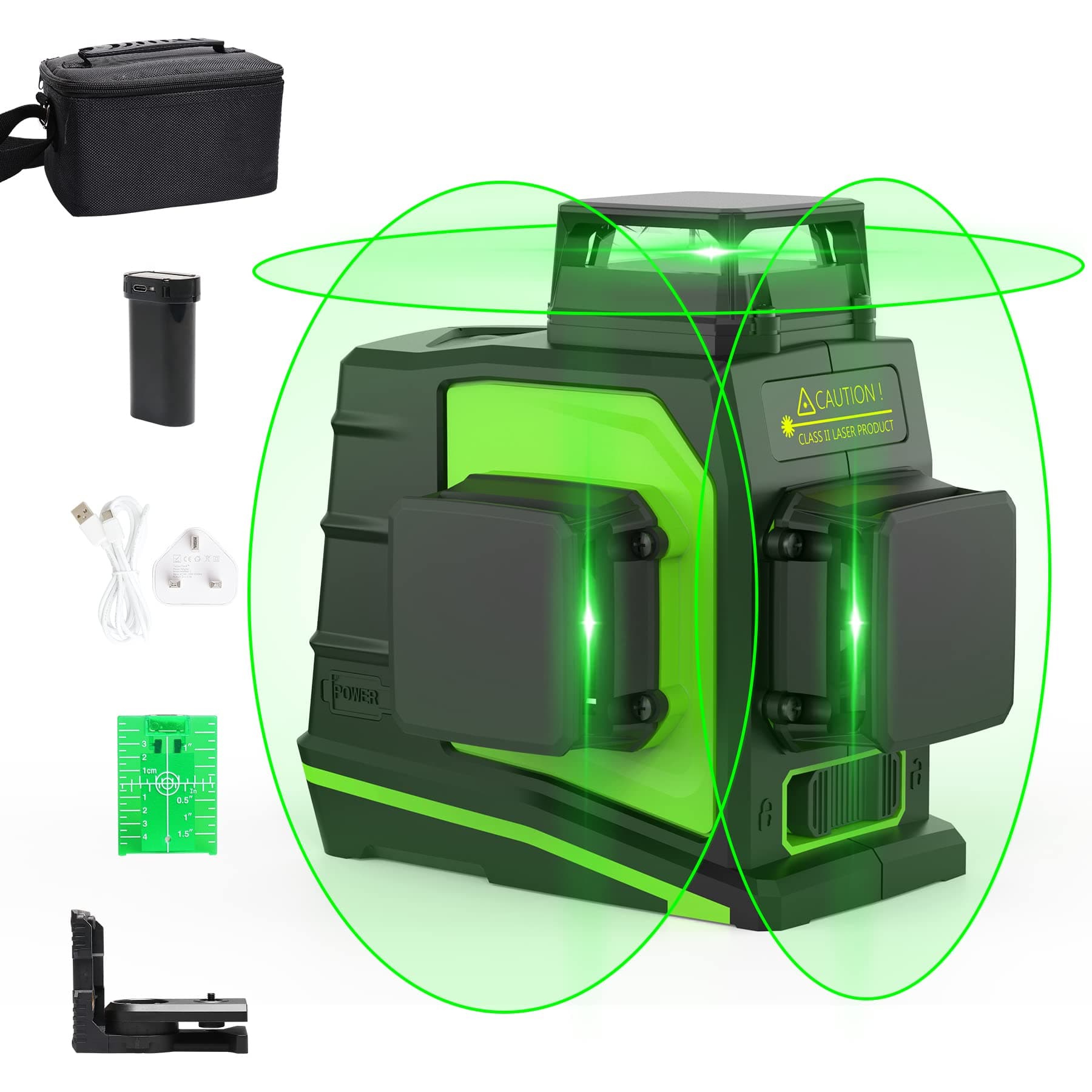Huepar Laser Level 360 Green Lazer Level Self-Leveling 3D Cross 12 Lines Lazer with Pulse Mode, 3 x 360 ° Three-Plane Leveling and Alignment Lazer Tool IP54 Shockproof with 360° Magnetic Base&Battery