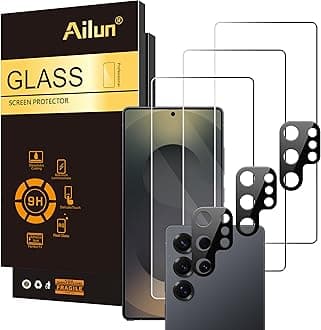 Ailun Glass Screen Protector for Galaxy S25 Ultra [6.9 Inch] 3Pack + 3Pack Camera Lens Tempered Glass Fingerprint Unlock 0.25mm Ultra Clear Anti-Scratch Case Friendly [Not For S25/S25 Plus/S25 Edge]