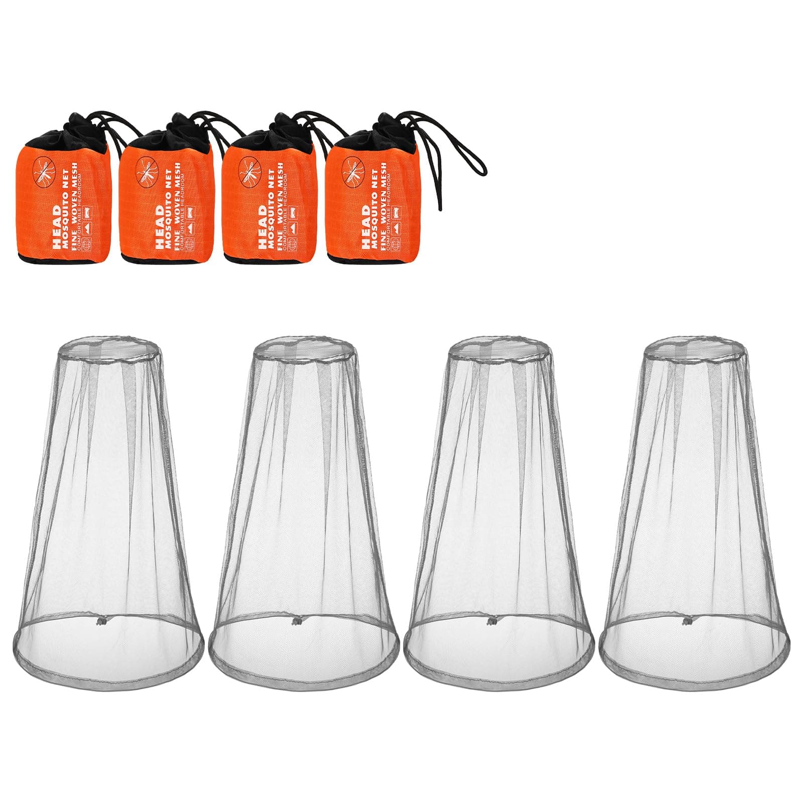 HESTYA 4 Pack Mosquito Net Face Mesh Protecting Net for Outdoor Hiking Camping Climbing Mosquito Fly Insects Preventing(Grey)