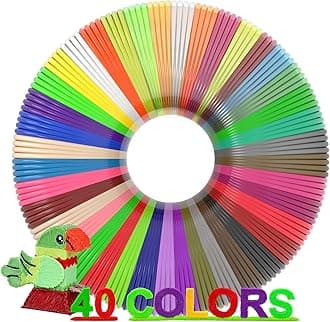 3D Pen Filament 1.75mm PLA Refills 40 Colors, Each Color 8 Meters(26 Feet), Total Length 320m(1050 Feet), 250 Stencils eBooks, Safe for Kids to Create Stunning 3D Art with 40 Vibrant Colors