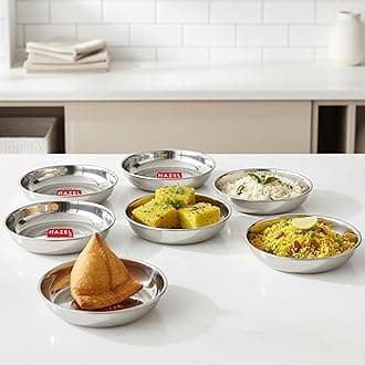 HAZEL Designer Steel Plates / Dishes - 6 Pcs Set - 12 cm Medium