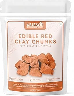 Red Clay, Edible Clay Chunks, Natural Clay, Organic Clay, Clay Mask, Natural Mud Mask - wt. 7 oz (200gm)