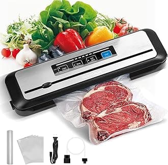 INKBIRD Vacuum Sealer Machine INK-VS01 One-touch Automatic Food Preserving Machine with Sealer Bags Storage Built-in Cutter Vacuum Packer Machine for Sous Vide Cooking Dry & Moist Food Mode UK Plug