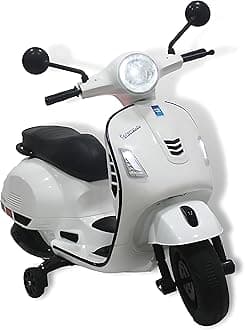 12V Vespa Rechargeable Battery Operated Ride-On Scooter for Kids with Remote Control (2 to 7 Yrs) (White)