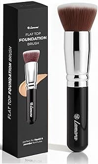 Foundation Makeup Brush Flat Top Kabuki for Face - Perfect For Blending Liquid, Cream or Flawless Powder Cosmetics - Buffing, Stippling, Concealer - Premium Quality Synthetic Dense Bristles!