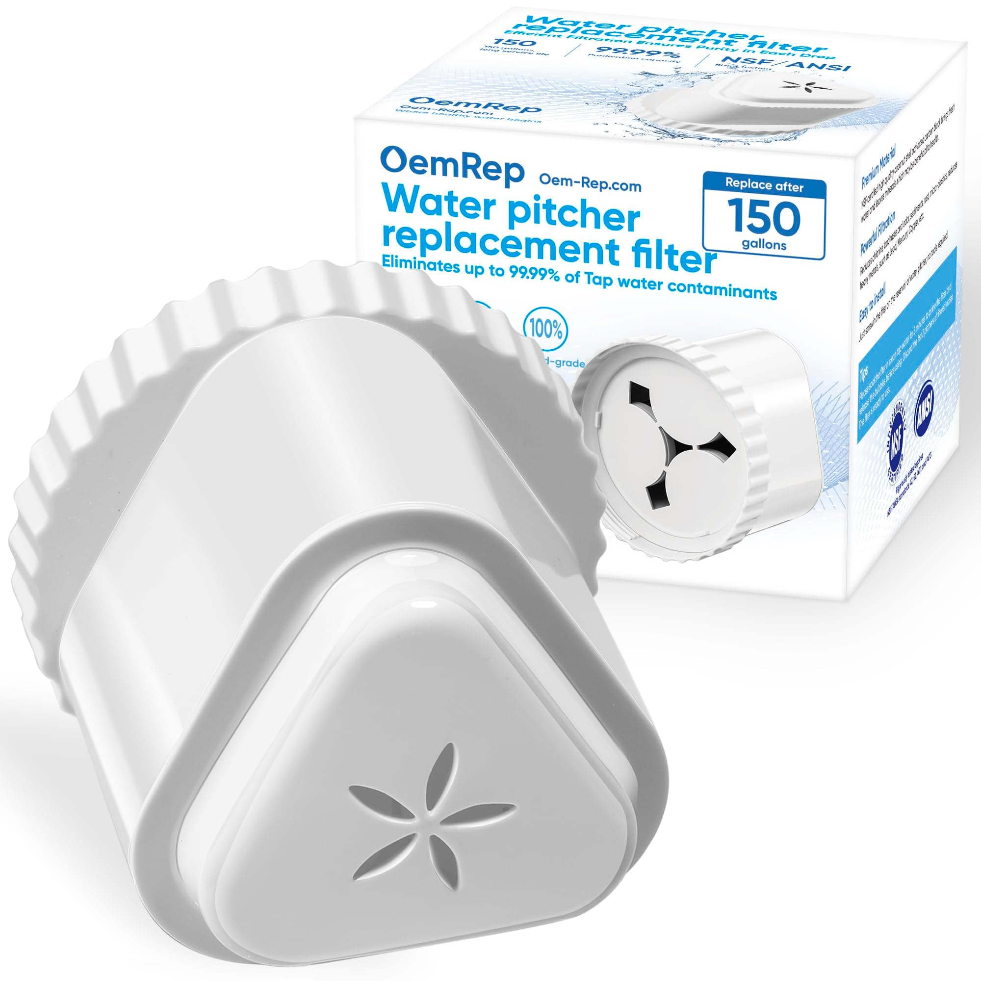 1Pack Replacement Filter for Epic Water Filter Pitcher, Water Filter Pitcher Compatible with Aquagear Seychelle, BPA Free. Removes Fluoride, Chlorine, Lead, Odors