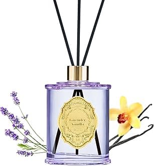 M&SENSE 8.4 oz Large Reed Diffuser for Home | Lavender Vanilla Scent Oil Diffuser with Sticks | Bedroom Bathroom Living Room Decor