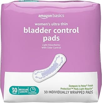 Amazon Basics Women's Incontinence Pads, Bladder Control & Postpartum, Light Absorbency, Unscented, 30 Count