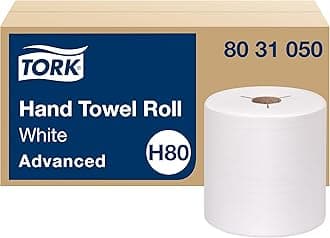 Tork Hand Towel Roll White H80, Advanced, High Absorbency, 6 Rolls x 1000 ft, 8031050