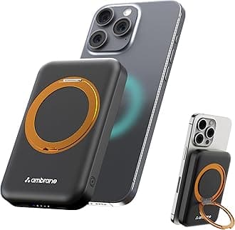 MagSafe Wireless 10000mAh Fast Charging Power Bank with Mobile Stand, Strong Magnet, 22.5W Output for iPhone 12 & Above, Android & Other Qi Enabled Device + Magnetic Ring (Mount, Black)