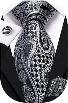 Hi-Tie Silk Paisley Necktie and Pocket Square Cufflinks Set