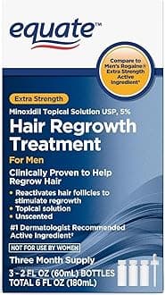 Equate Hair Regrowth Treatment for Men, Extra Strength, 3 Month Supply, 2 oz Bottles, 3 Count - Effective Thinning Hair Solution