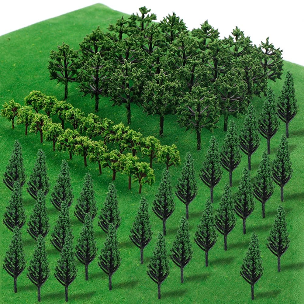70PCS Mixed Model Trees, 1.5-2.4 inch Mini Miniature Landscape Trees for DIY Building Train Railways Natural Green Landscape Diorama Scenery