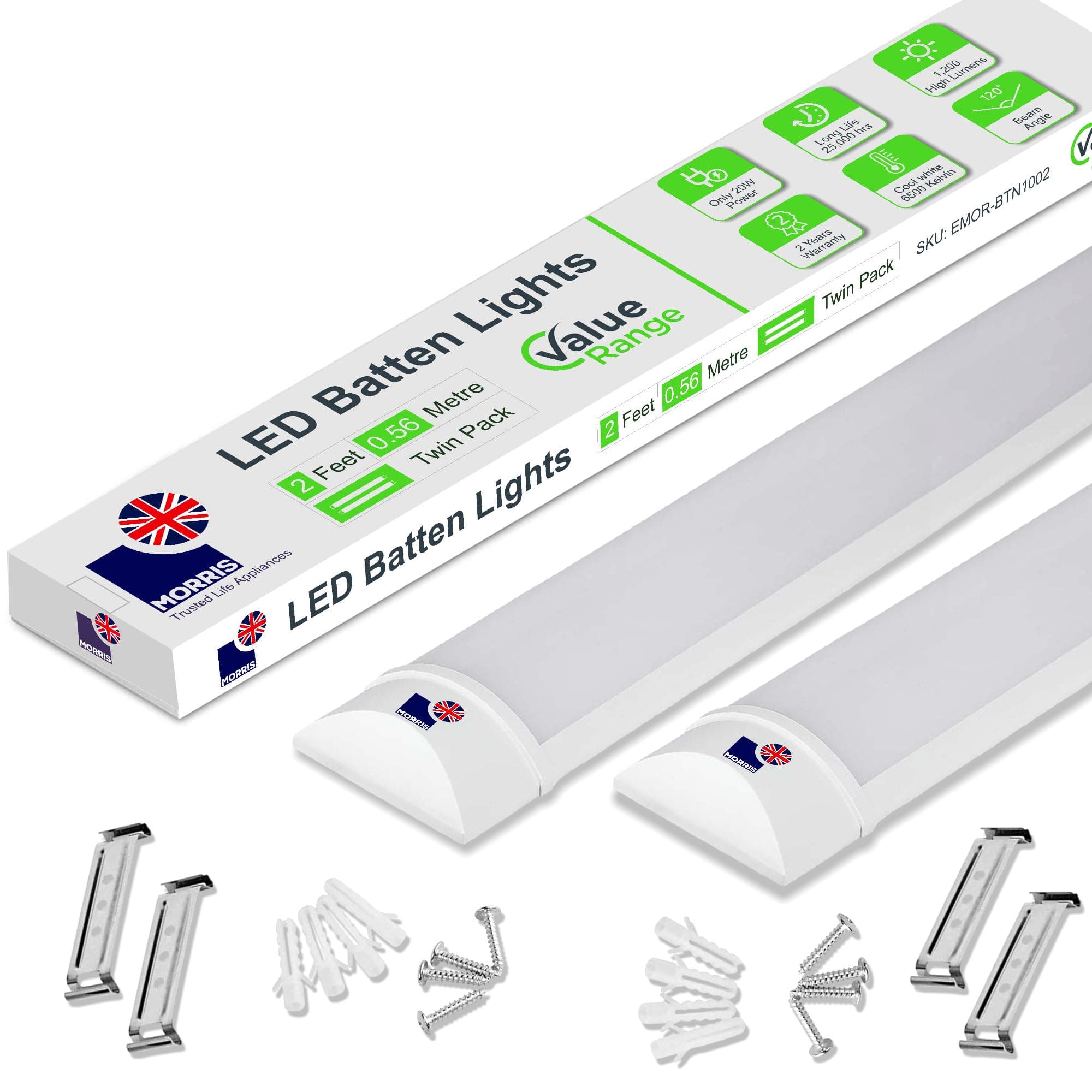 2ft Twin Morris LED Batten