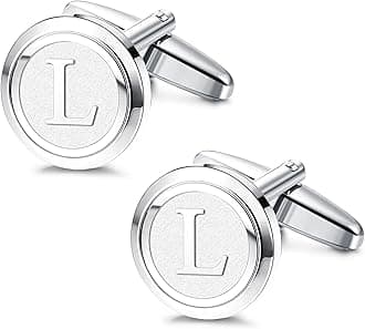 LOYALLOOK Initial Gold Cufflinks for Men Gold Cuff Links Personalized Copper CuffLinks Letter Cufflinks Gift for Groom Husband Father