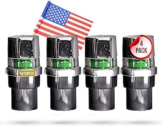 Tire Pressure Monitoring Valve Caps Sensor Gauge - Advanced Detection System, 100 PSI Sensing Air Alert Indicator for Cars, Trailers, Bikes - Chrome-Plated, Pack of 4