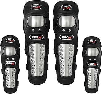 Motorcycle Knee & Elbow Protection Kit – 4pcs Stainless Steel Knee Pads & Elbow Guards, Shockproof Adjustable Bike Safety Gear for Delivery Riders, Motocross, Dirt Bike, Cycling & Off-Road