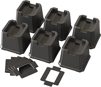 6 Pack Bed Risers 3 Inch Heavy Duty Furniture Elevators Fits to Wheels of Bed, Sofa, Table and Couch, Black