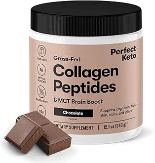 Collagen Peptides Protein Powder with MCT Oil, Hydrolyzed Collagen, Type I & III Supplement, Gluten Free, Grass Fed, Low Carb, Keto Coffee Creamer, Collagen for Women & Men, Chocolate
