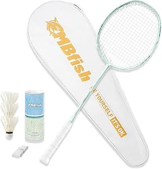 Badminton Racket Set with 1 Carbon Fiber Racquet, 3 Shuttlecocks, 2 Replacement Grip Tapes and 1 Badminton Bag - Perfect for Outdoor Games and Gym 5U