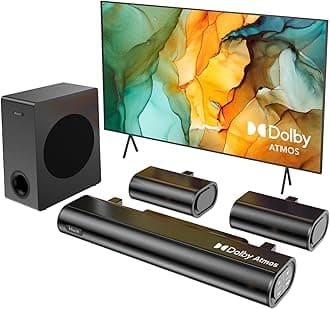 5.1CH Dolby Atmos Sound Bar for TV, 2 Wired Rear Speakers Surround Sound System, 380W Peak Power, Home Theater TV Speaker Soundbar with Subwoofer, HDMI eARC/ARC/OPT/BT 5.3, HiElite A51
