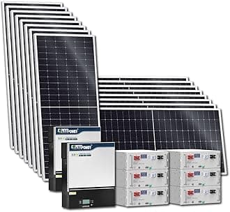 ExpertPower 30KWH 8640W 48V Solar Power System Kit | LiFePO4 48V 600Ah Battery, 8640W Solar Panels, 13KW Hybrid Solar Inverter, 120A MPPT Controllers | Off Grid, Residential, Home, Cabin, Back Up