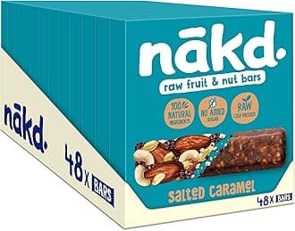 Nakd Salted Caramel Natural Fruit & Nut Bars - Vegan - Healthy Snack - Gluten Free, 35 g (Multipack case 48 Bars)