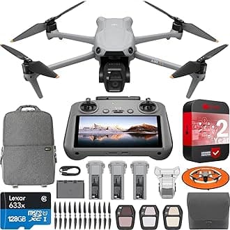 DJI Air 3S Fly More Combo (RC 2 Screen Remote Control) Drone with 1" CMOS Wide-Angle & Medium Tele Camera, 4K/60fps, Omnidirectional Sensing, Smart RTH & 3 Batteries Bundle with Deco Gear Accessories