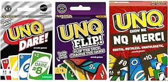 ARCADE GAMES Matte UNQ flip, Merci & Dare | Combo Pack of 3 | Fun Family Card Games for Kids & Adults | Action-Packed, Strategic & Challenge Play | Ideal for Parties, Holidays & Travel