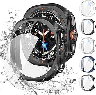 Tensea [5+5 Pack for Samsung Galaxy Watch Screen Protector Case 47 mm Accessories, Hard PC Bumper & HD Anti-Fog Tempered Glass Screen Protector, Face Cover Set, Galaxy Watch Case for Men and Women
