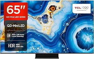 TCL 65QM8B 65-inch QLED Mini LED TV, 4K HDR Premium 1300nits, Smart TV Powered by Google TV (Dolby Vision & Atmos, Onkyo 2.0 sound system​, 144Hz Motion Clarity Pro, Hands-Free Voice Control) [Energy Class G]