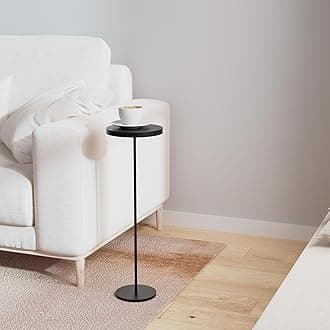 Small Side Table, Metal Round Drink Table, Desktop Diameter 7.87“ for Living Room Bedroom Small Spaces Sofa Couch Chair, Black