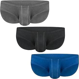 Real Men Ares-Accent Low-Rise Pouch Bikini Brief – 1, 3, 6 Pack with Size ABCD Pouch XS - 5XL, B Pouch 3 Pack-black Blue Grey Modal, 3XL