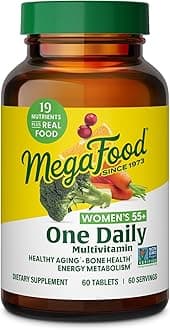 MegaFood Women's 55+ One Daily Multivitamin with Vitamins A, C & E for optimal aging support. Plus Real Food - Immune and Bone Support - Vegetarian - 60 Tabs