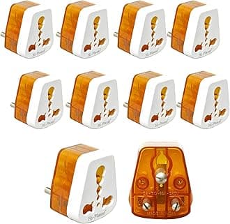Hi-Plasst 16 amps Converter Plug (Pack of 10) 6ampere to 16ampere 3-Pin International 16 amp Socket for Big Size 16 Ampere Plug Tops for Geysers A/C Refrigrator Microwave,etc