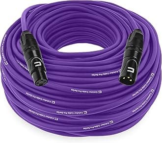 Balanced XLR Cable Male to Female - 100 Feet Purple - Pro 3-Pin Microphone Connector for Powered Speakers, Audio Interface or Mixer for Live Performance & Recording