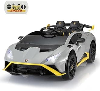 Kids Ride on 24V Licensed Lamborghini STO Electric Car for Kids 3-6 Battery Powered Ride on Toys Lambo Sports Car with Remote Control Motorized Drift Vehicle High Speed 10km/h, Gray
