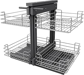 VADANIA Blind Corner Pull Out Organizer for 32" Cabinet, Left Open & Right Open Compatible, Min Opening 14", 2-tier Pull-out Basket, Soft Close, Bottom Mount