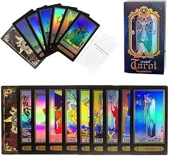 Tarot Cards Set, 78 Tarot Cards for Beginners, Surface Laser Tarot Card Deck with English Instructions Book