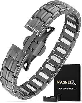 Magnetic Bracelets for Men - EllipseMAX 5X Strength 5,000 Gauss Magnets - Designed in USA & Patent Pending - Premium Titanium Mens Magnetic Bracelet & Adjustable Length (Gunmetal)