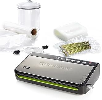Food Vacuum Sealer Machine with Integrated Roll Storage | Bag Cutter and Delicate Food Mode | Includes Assorted Vacuum Sealer Bags | FFS005X