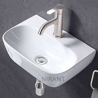 Ceramic Wall Mount Wash Basin | Wall Hung Glossy White Finish | Wall Mounted Sink | Bathroom Sink | Kitchen Sink | Outdoor Sink | Bathroom wash basin | bathroom basin |(Vega)