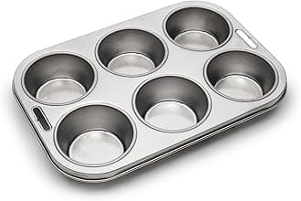 Fox Run 6 Large Muffin Pan Bun Cake Mold Party Bakeware Stainless Steel New 4867